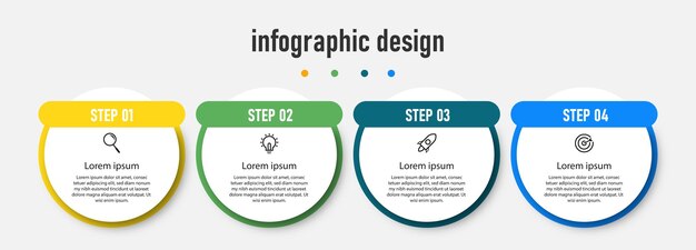 Vector infographic design elegant professional template with 4 step premium vector