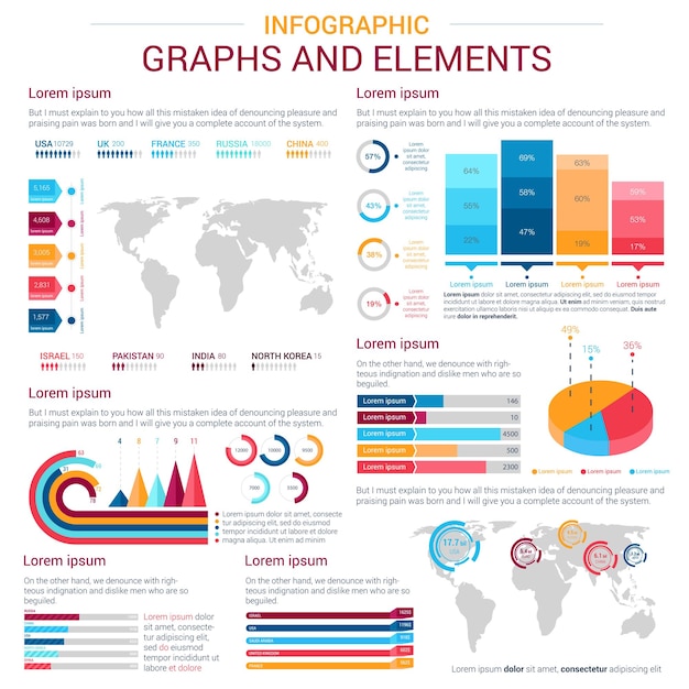 Элементы инфографического дизайна с графиком и диаграммой