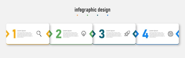 4 つのステップを持つビジネス コンセプト テンプレートのインフォ グラフィック デザイン