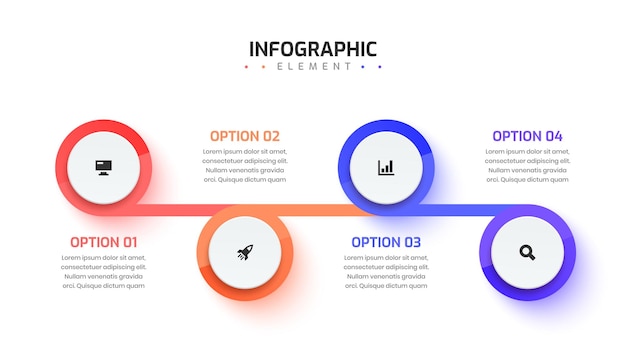 4つのオプションとアイコンを備えたインフォグラフィックデザインプレゼンテーションビジネスインフォグラフィックテンプレート