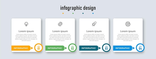 Vettore modello di infografica aziendale di presentazione di progettazione infografica con 4 opzioni