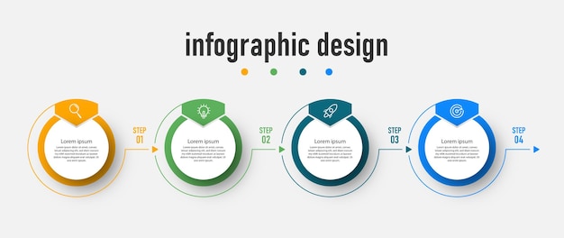 Modello di infografica aziendale di presentazione di progettazione infografica con 4 opzioni