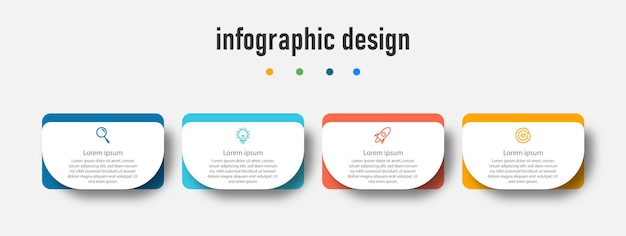 Modello di presentazione di progettazione infografica con 4 opzioni