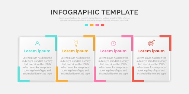 Modello di progettazione infografica 4 passaggi con l'icona