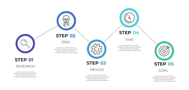 Vector infographic design template 5 step evolution process