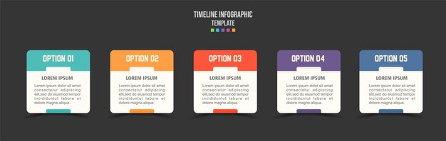 Modello di progettazione infografica concetto aziendale con 5 passaggi o opzioni