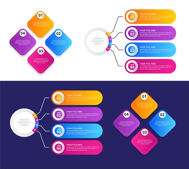 다중 옵션 또는 단계가 있는 Infographic 디자인 템플릿 Colorfull