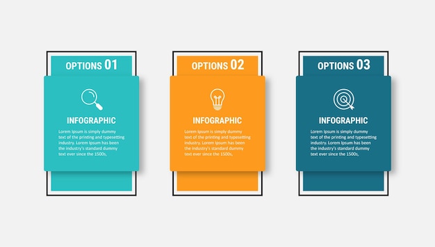 Modello di progettazione infografica concetto creativo con 3 passaggi