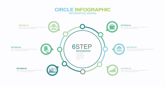 Modello di progettazione infografica concetto creativo con 6 passaggi illustrazione stock abstract business co