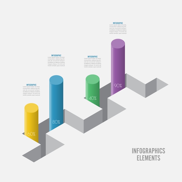 Modello di progettazione infografica. concetto di affari di infografica con opzioni, parti, passaggi o processi.