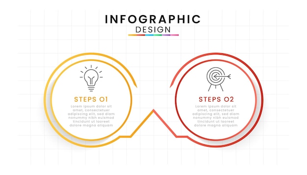 Modello di progettazione infografica timeline moderna 2 opzioni o passaggi per presentazione e report