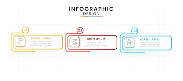 Infographic design template modern timeline 3 options or steps for presentation and report