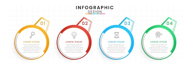 Infographic design template modern timeline 4 options or steps for presentation and report