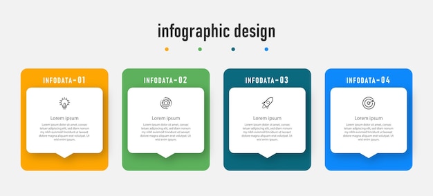 4つのステップでインフォグラフィックデザインテンプレートのタイムライン、