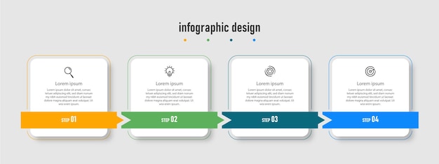 Infographic design template time line with 4 steps,