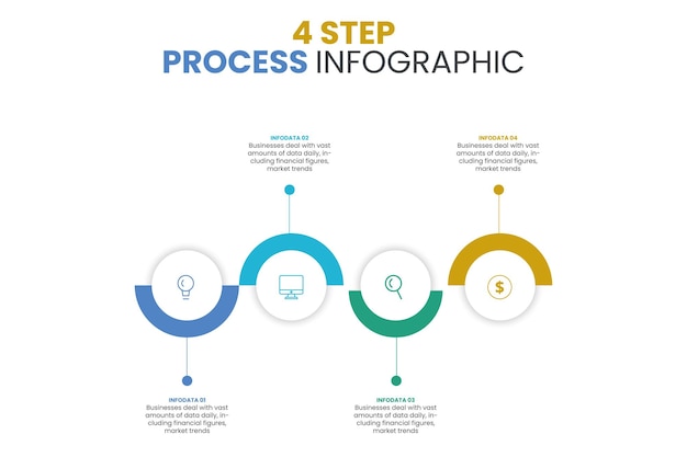 Infographic design template Timeline concept with 4 steps Can be used for workflow layout diagram