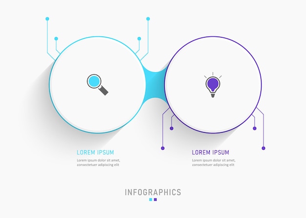 Modello di progettazione infografica con 2 opzioni o passaggi.