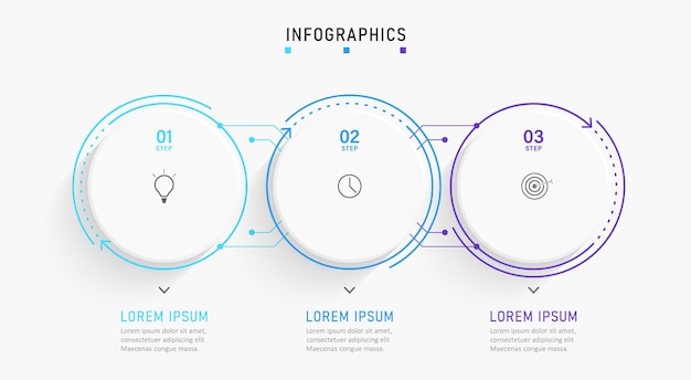 Modello di progettazione infografica con 3 opzioni o passaggi.