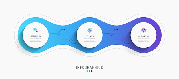  Infographic design template with 3 options or steps.  