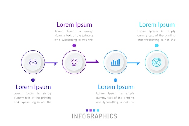 Modello di progettazione infografica con 4 opzioni o passaggi