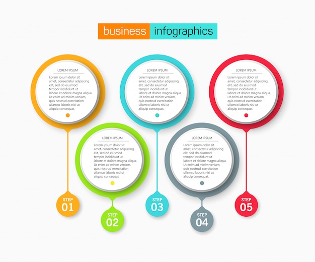 Modello di progettazione infografica con 5 opzioni o passaggi