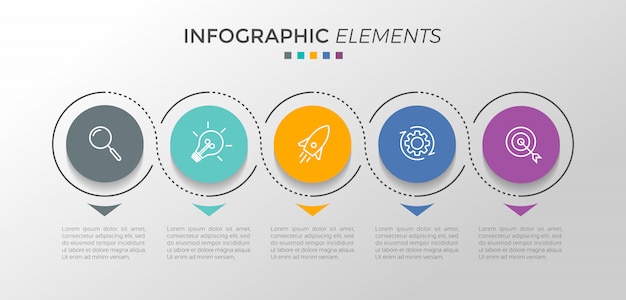 5 옵션 또는 단계가있는 Infographic 디자인 템플릿