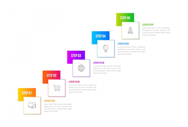 Modello di progettazione infografica con 5 opzioni o passaggi