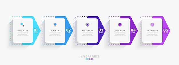  Infographic design template with 5 options or steps.  