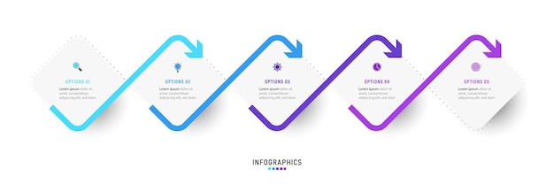 Infographic design template with 5 options or steps.