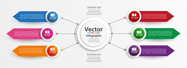 Infographic design template  with 6 options, parts, steps or processes