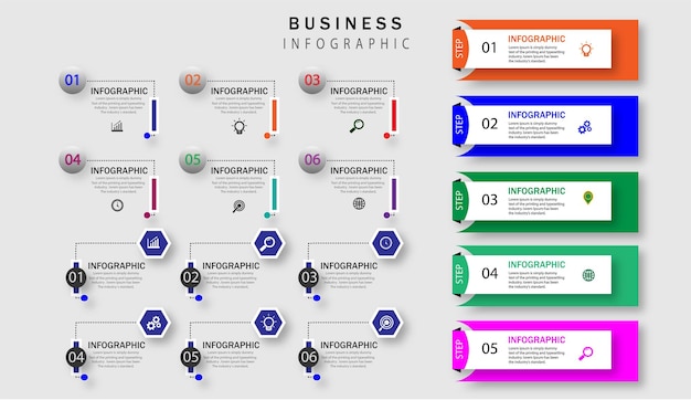 Infographic design template with 6 options or steps.