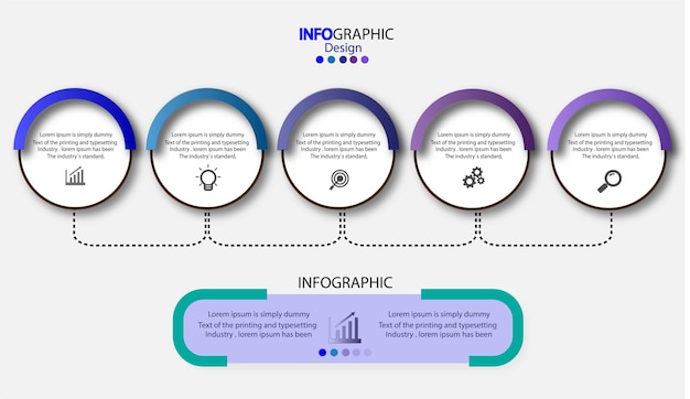 6つのオプションまたはステップのインフォグラフィックデザインテンプレート