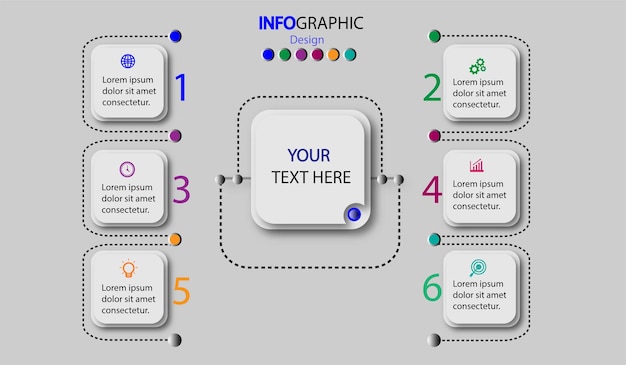 Infographic design template with 6 options or steps