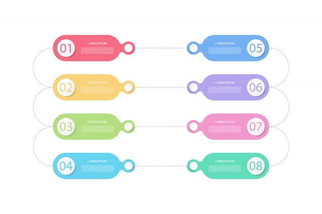 비즈니스, 교육 및 기술에 대 한 8 옵션 또는 단계 Infographic 디자인 서식 파일