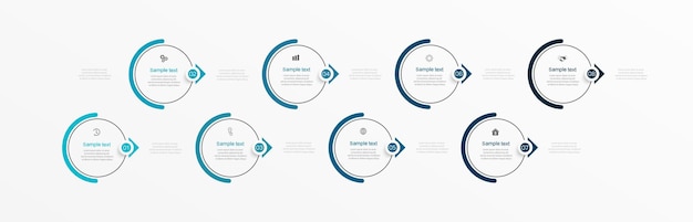 8가지 옵션 또는 단계가 있는 인포그래픽 디자인 템플릿