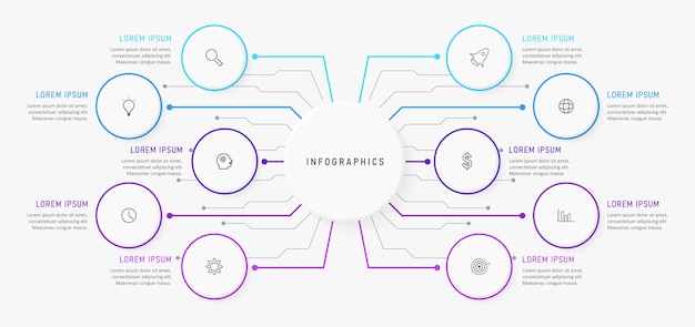 Infographic design template with icons and 10 options or steps.