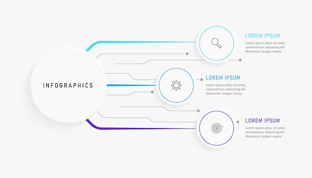 Infographic design template with icons and 3 options or steps.