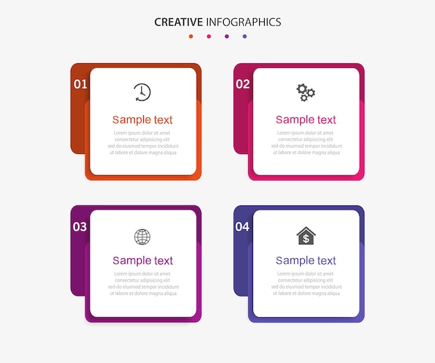 Infographic design template with icons and 4 options or steps