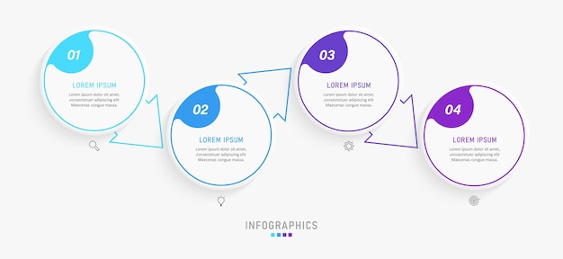 Modello di progettazione infografica con icone e 4 opzioni o passaggi.