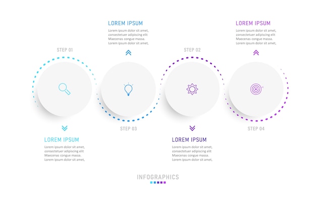 Infographic design template with icons and 4 options or steps.