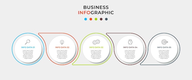 Modello di progettazione infografica con icone e 5 opzioni o passaggi.