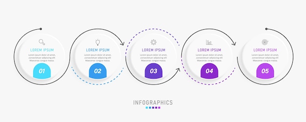 Infographic design template with icons and 5 options or steps.