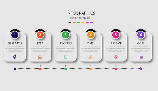 Infographic design template with icons and 6