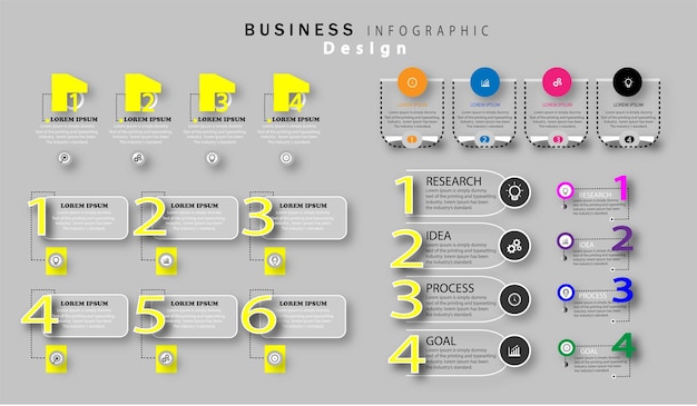 Infographic design template with icons and 6