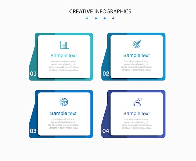 ベクトル インフォグラフィックデザインのテンプレート - アイコンと4つの選択肢またはステップ