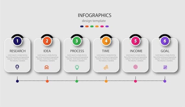 Шаблон инфографического дизайна с иконками и 6