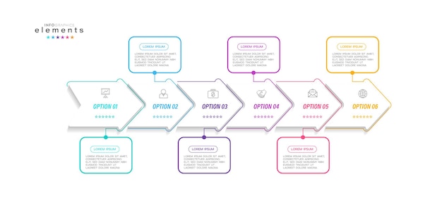 아이콘 및 옵션 또는 단계가있는 Infographic 디자인 서식 파일