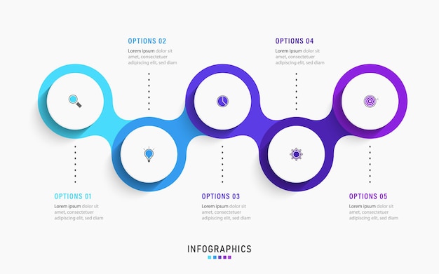 Modello di progettazione infografica con icone e opzioni o passaggi