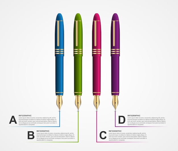 Vector infographic design template with a pen.