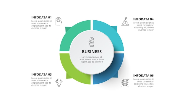 Infographic design vector and marketing icons for diagram graph presentation and round chart Concept with 4 options